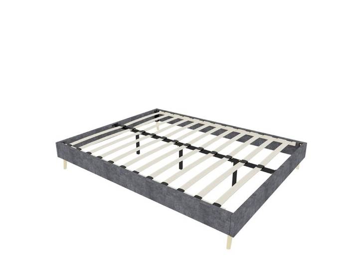 Cadre de lit minimaliste moderne Velours hollandais Meubles de chambre de style moderne Gris 140*200CM Boîte basse