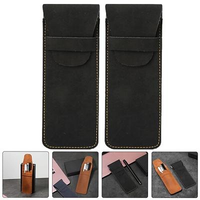 2 Stück Vintage-Stifthülle aus PU-Leder, elegante Füllfederhaltertasche, schützende Aufbewahrungstasche, feine Handwerkskunst