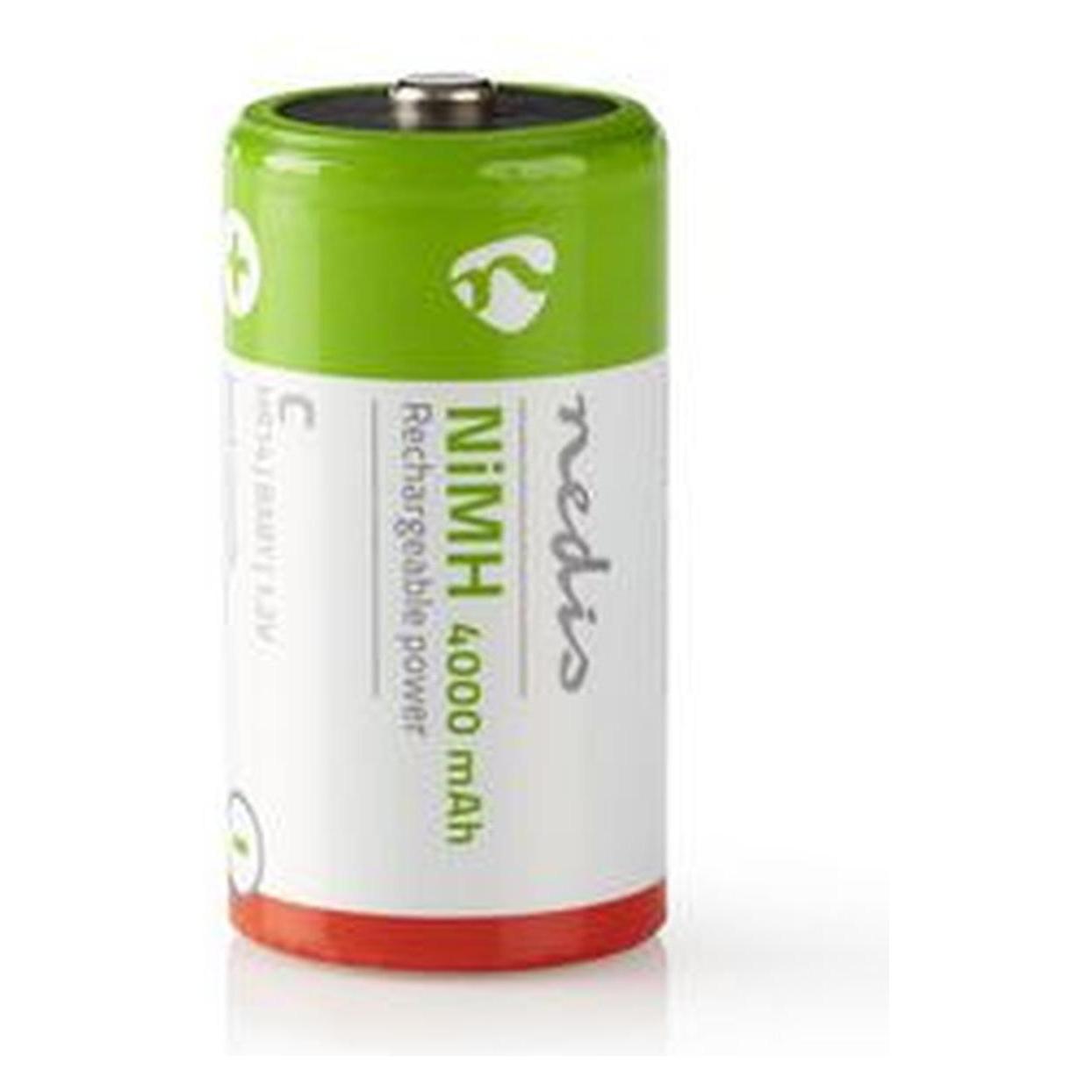 Nedis Wiederaufladbarer NI-MH-Akku C 1.2 V DC 4000 mAh vorgeladen 2-Blister HR14 Grün/Red (2 Stk., C, 4000 mAh) (BANM40HR142B)