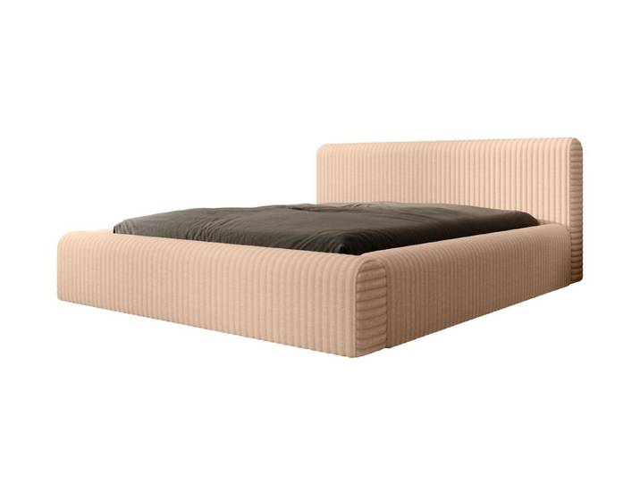 moebelfaktor Polsterbett Miloa Softcord Mit Fellstruktur, weiches Kopfteil, großer Bettkasten, inkl. Lattenrost