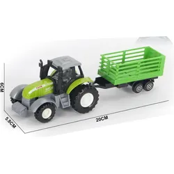 Grüner Druckguss-Traktor mit Anhänger und Rückzugsfunktion
