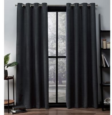 ATI Home Oxford Textured Sateen Room Darkening Blackout Grommet Top Curtain Panel Pair