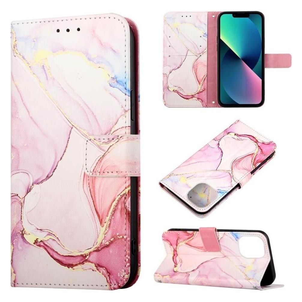 Cover-Discount iPhone 14 Plus - Leder Hülle pink Marble (Apple iPhone 14 Plus) (101135159B)