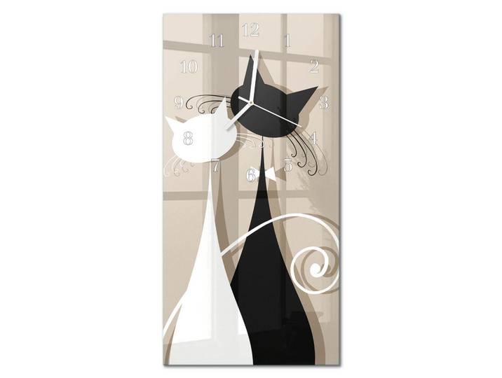 Tulup Wanduhr 30x60 cm - Blumen für Zuhause, Beige, Glas, Rechteckig, 30x60x0.4 cm, Dekoration, Uhren, Wanduhren