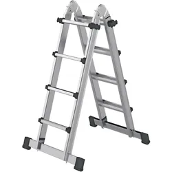 PROREGAL Teleskopleiter 4-teilig mit Traverse 4x4 Sprossen
