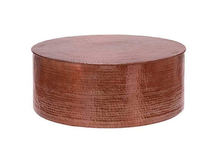 WOMO-DESIGN Couchtisch Beistelltisch für Wohnzimmer Orientalischer Wohnzimmertisch Rund Tisch, Kupfer Ø90x37cm Unikat Hammerschlag-Optik Handgefertigt Rund Aluminium