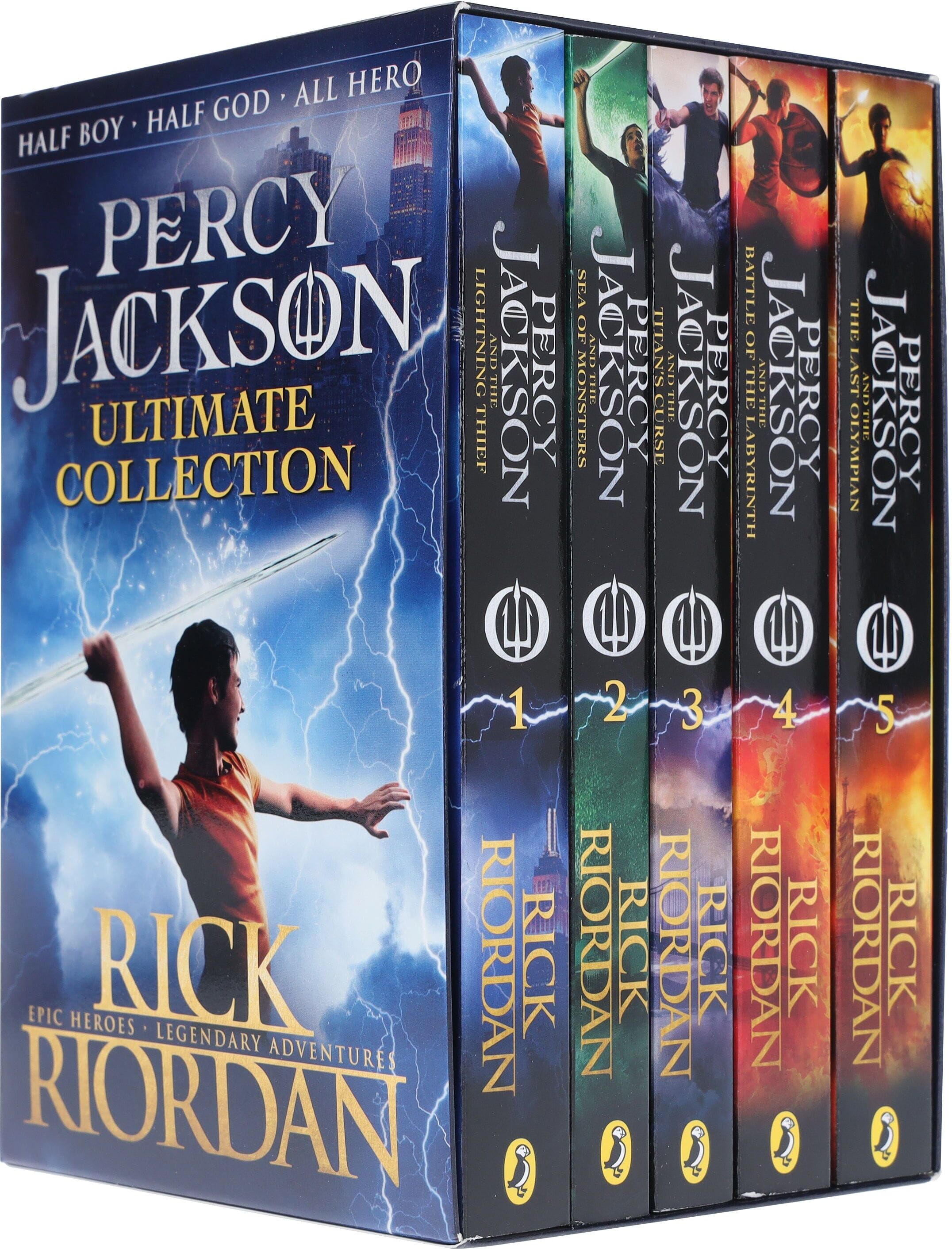 Percy Jackson Series by Rick Riordan 5 Books Collection Box Set - Ages 9-14 - Paperback Penguin Random House