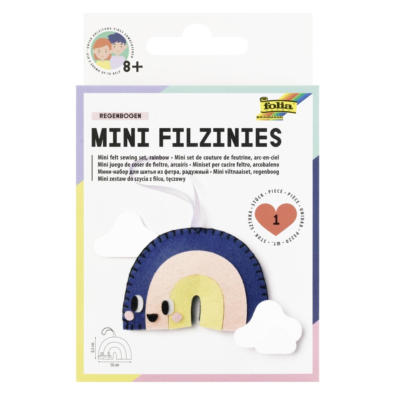 Folia Mini Filzinies, 15 tlg., REGENBOGEN (14.20 x 9.20 cm) (52922)