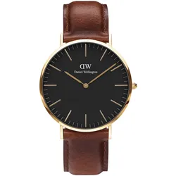 DANIEL WELLINGTON - CLASSIC ST MAWES gold-schwarz-braun-leather / 40mm