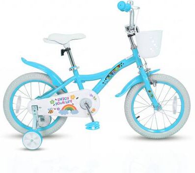 Costway 16 Inches Girls Bike for 4-7 Years Old with Training Wheels and Basket Spring Party Blue