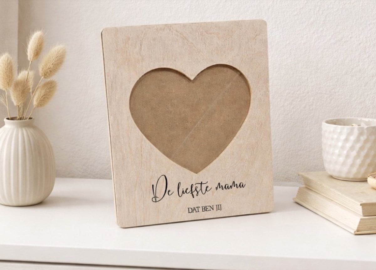 Houten fotolijst Liefste Mama met hart - Persoonlijk cadeau voor moederdag