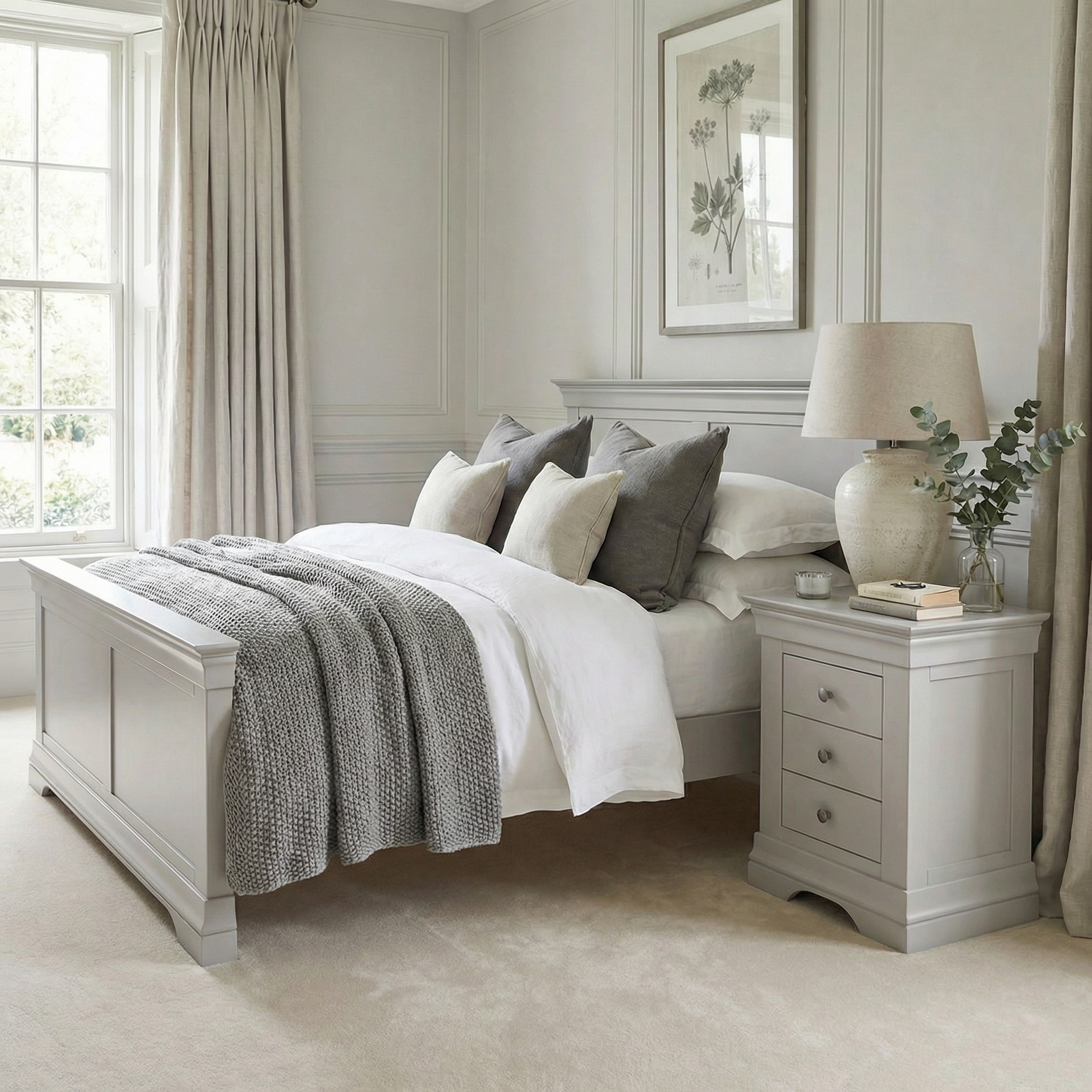 Chalbury 3 Drawer Bedside Table in Pebble Grey
