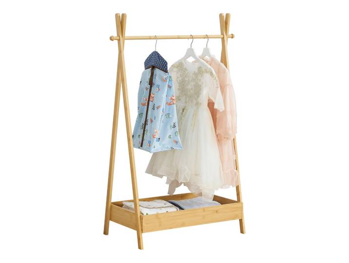 [en.casa] Garderobenständer Sola, Naturfarben, Holz, Bambus, 73x126x42 cm, Garderobe, Garderobenständer
