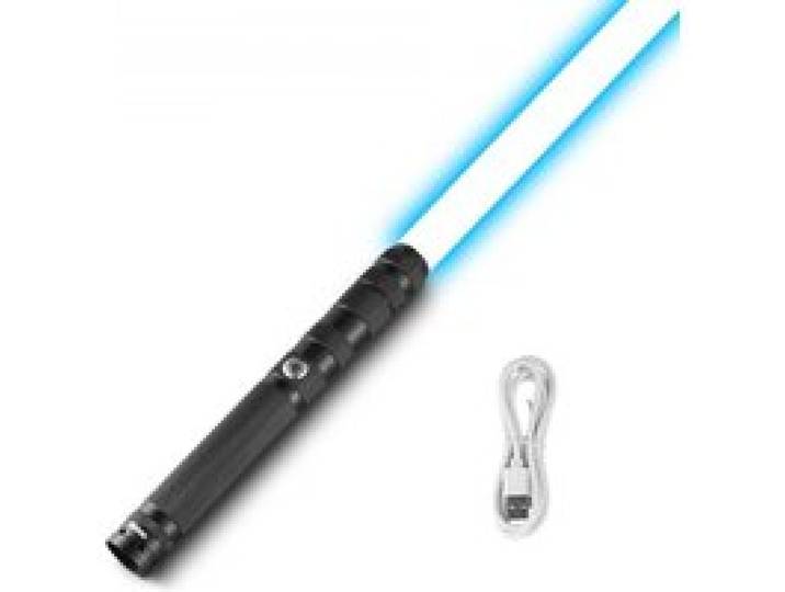 VEVOR Sabre Laser avec 14 Couleurs RVB, Épée Lumineuse de Duel 78 cm, Son FX et Poignée Réaliste, Sabre Lumineux Rechargeable, pour Déguisement, Jour de Noël, Halloween, Anniversaire, Adultes, Noir