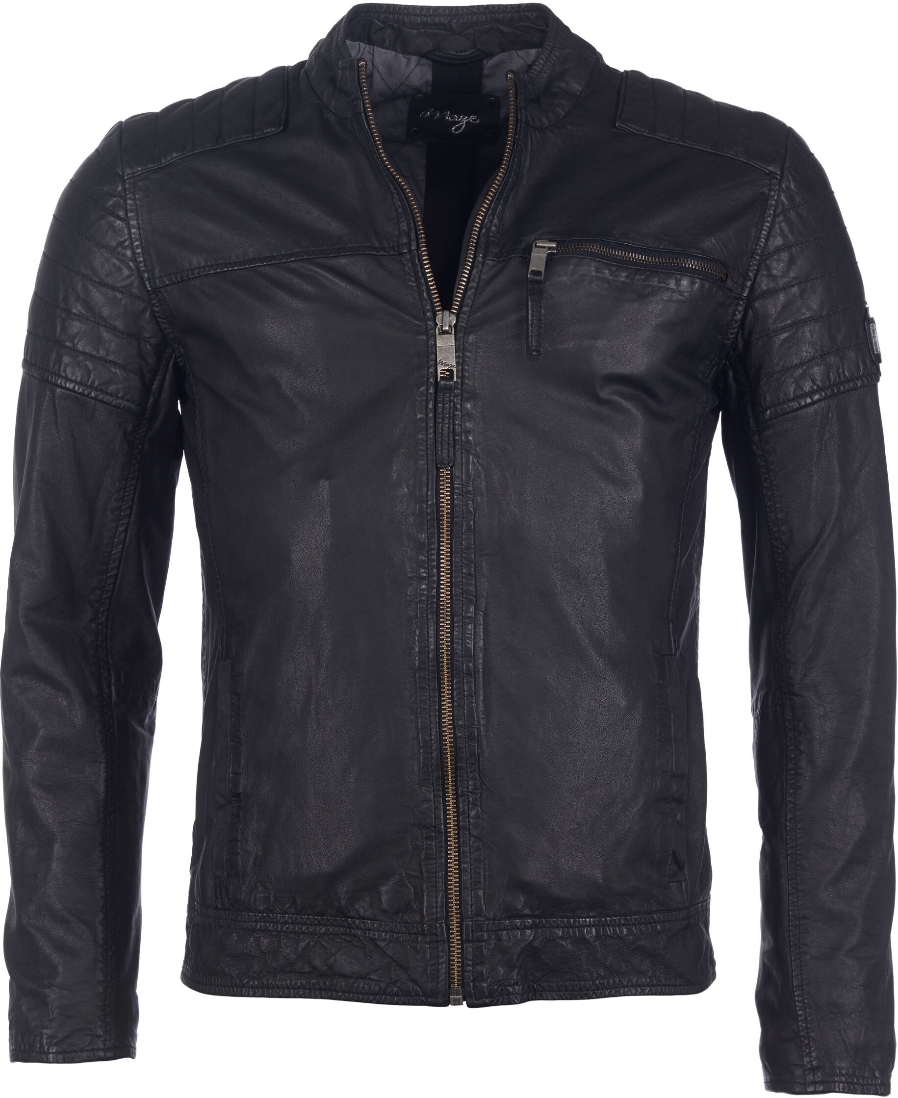 Lederjacke MAZE "Lederjacke Rocha", Herren, Gr. L, schwarz, Obermaterial: 100% Lammleder LEL. Futter: 100% Baumwolle CO., Jacken Lederjacke