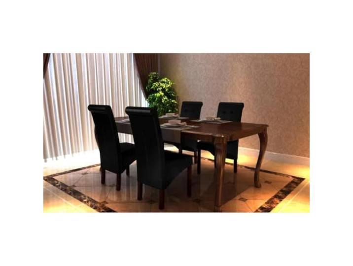 Xolmizyn 4er Set Esszimmerstühle Kunstleder Schwarz Holzbeine Antik-Design, Ergonomische Rückenlehne, Robuste Konstruktion