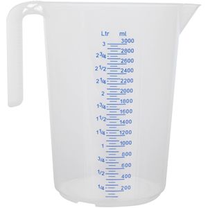 Schneider-GmbH Messbecher 206014, aus Kunststoff, mit ml / Liter Skala, hitzebeständig, 3 Liter