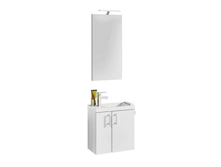 Novel Gästebad, Weiss, Holzwerkstoff, 50 cm, Made in Germany, erweiterbar, Badezimmer, Badmöbelsets & -serien, Gästebad