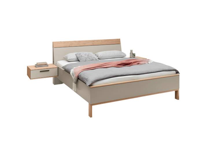 Dieter Knoll Bettanlage Gavello, Taupe, Eiche Bianco, Holz, Balkeneiche, furniert, 180x200 cm, hängend, Schlafzimmer, Betten