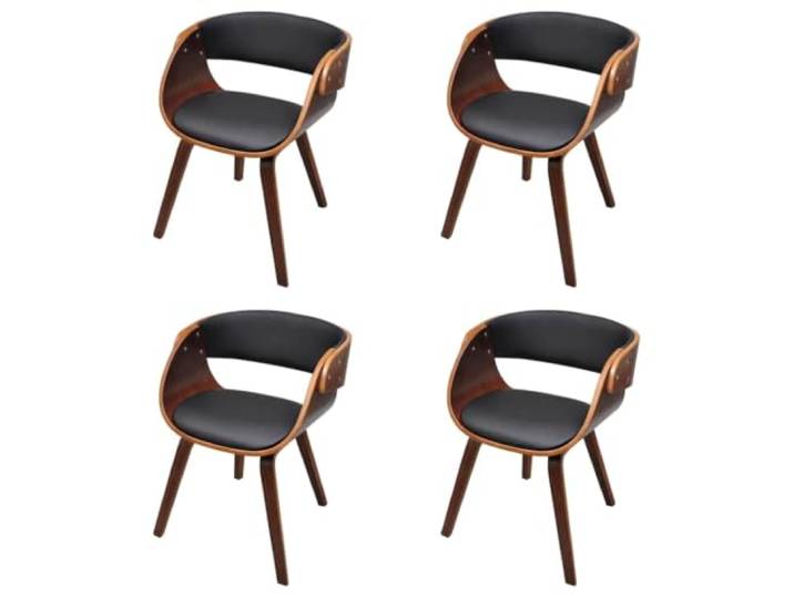 KDVXBCQJH Esszimmerstühle 4er Set Braun Kunstleder Bugholz Komfortables 4er Pack Polstermöbel mit Armlehne für Esszimmer, Wohnzimmer oder Büro, pflegeleicht und langlebig.