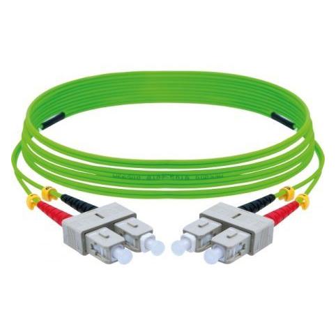 Exertis Connect LWL Patchkabel, 50/125 µm, OM5-Faser, SC Duplex Stecker/Stecker, UPC, lindgrün, 3.0 m UPC-Schliff (3 m) (392903)