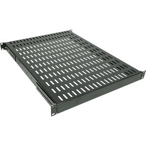 LogiLink Netzwerkschrank-Fachboden  SF1H45B, 35 - 49 cm Einbautiefe, 19 Zoll, 1 HE, bis 100 kg, schwarz