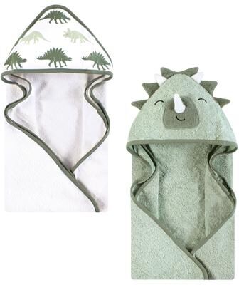 Hudson Baby Infant Boy Cotton Animal Face Hooded Towel, Neutral Dino World, One Size - Neutral Dino World - One Size