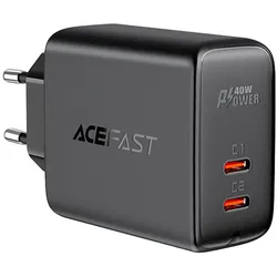 Acefast Ladegerät – 2x USB-C für Smartphones und andere Geräte, Schnelladegerät, 40 W Leistung