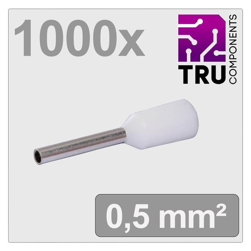 Tru Components TC-13377192 Aderendhülse 0.5 mm² Teilisoliert Weiss 1000 St. (TC-13377192)