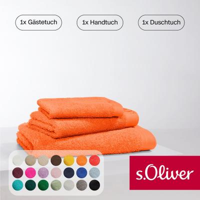 Handtuch Set S.OLIVER "s.Oliver, Premium Qualität, 600 gr/m²", orange, 3 Stk., Walkfrottier, Walkfrottier, Obermaterial: 100% Baumwolle, Handtuch-Sets, 1 Gästetuch 30x50 cm, 1 Handtuch 50x100 cm, 1 Duschtuch 70x140 cm