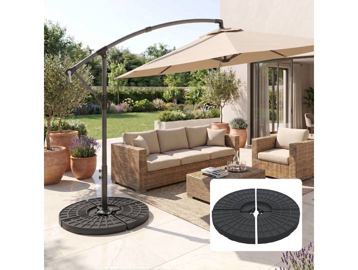 Outsunny Poids Parasol 4pcs Remplissage Eau/Sable Noir