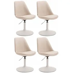 CLP 4er Set Stühle Maverick W Stoff   Farbe: creme, Gestell Farbe: weiß