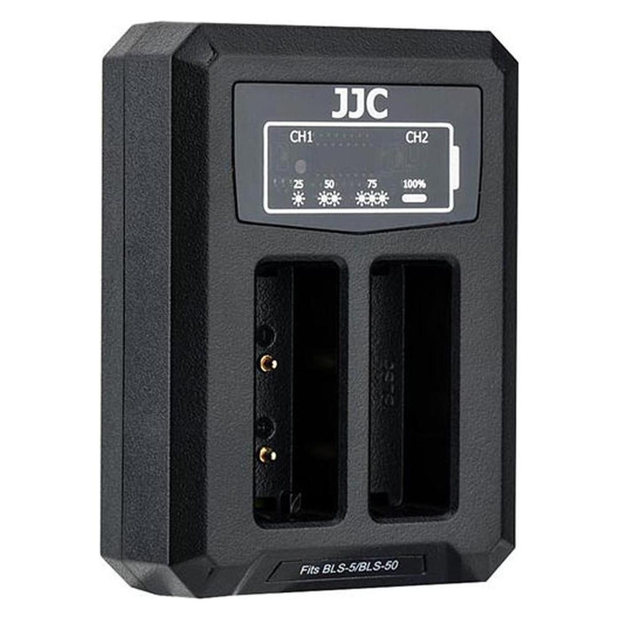 JJC Olympus DCH BLS5 USB Dual Battery Charger (voor Olympus BLS 1/BLS 5/BLS 50) (Kamera Akku Ladegerät) (DCH-BLS5)