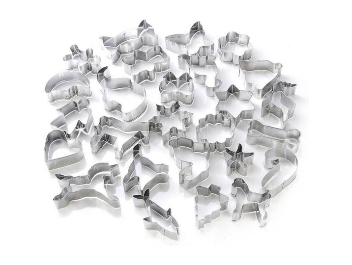 Ausstechformen Set 26-teilig Edelstahl, Silberfarben, Metall, 22x2.5x30.5 cm, Backen & Backzubehör, Keksausstecher