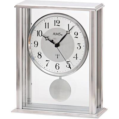 Funktischuhr AMS "F5190", silber (silberfarben), Tischuhren, Quarzuhr, Wohnzimmer, Esszimmer