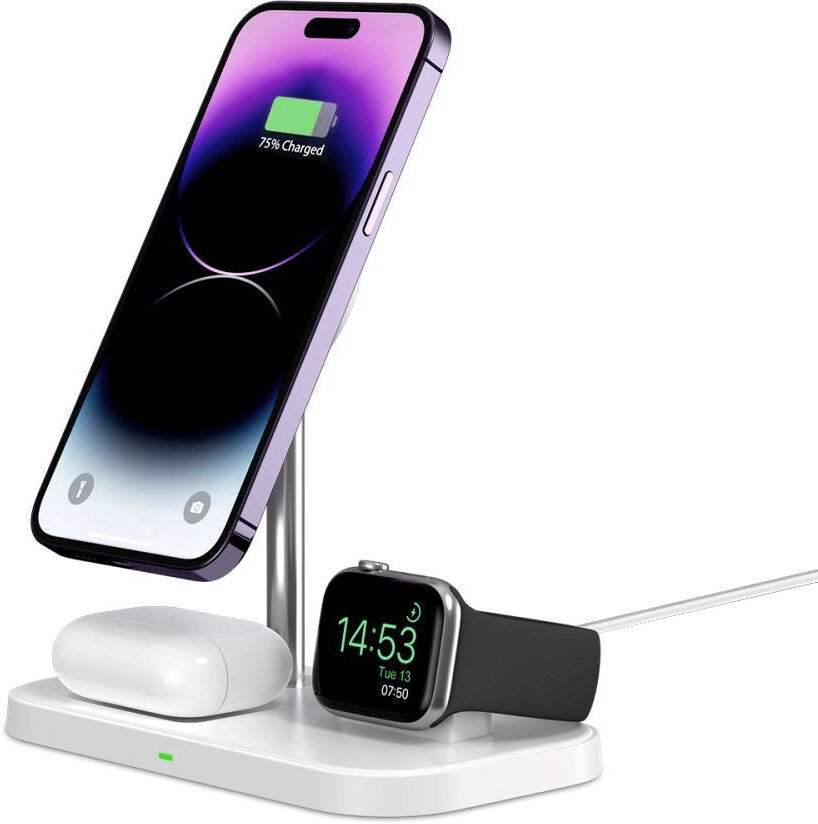 Tech-Protect A22 3-in-1 Magnetisk Trådløs Oplader 15W - Hvid