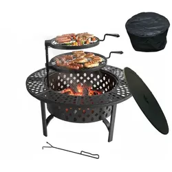 Relaxdays Feuerschale 2 verstellbare Grillroste Schwarz