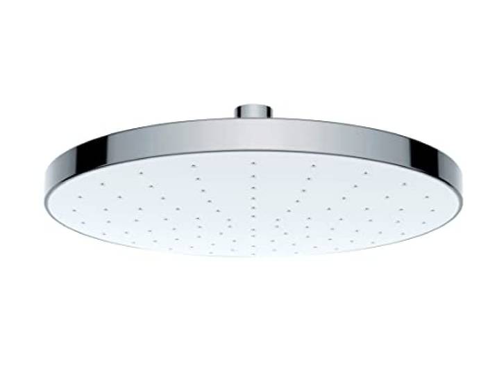 WENKO Duschkopf Mod. Automatic Cleaning, Chrom & weiß Regendusche, Antikalk-Kopfbrause mit automatischer Reinigungsfunktion, Ø 22,5 cm, mit Universalanschluss, ABS Kunststoff