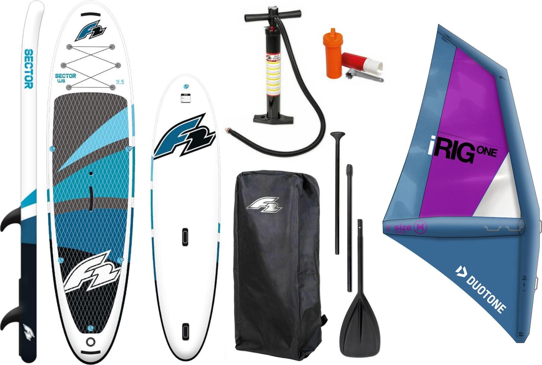 F2 Sector Windsurf 10.5 iSUP Board Stand Up Paddle Surfboard iRIG M Segel SET
