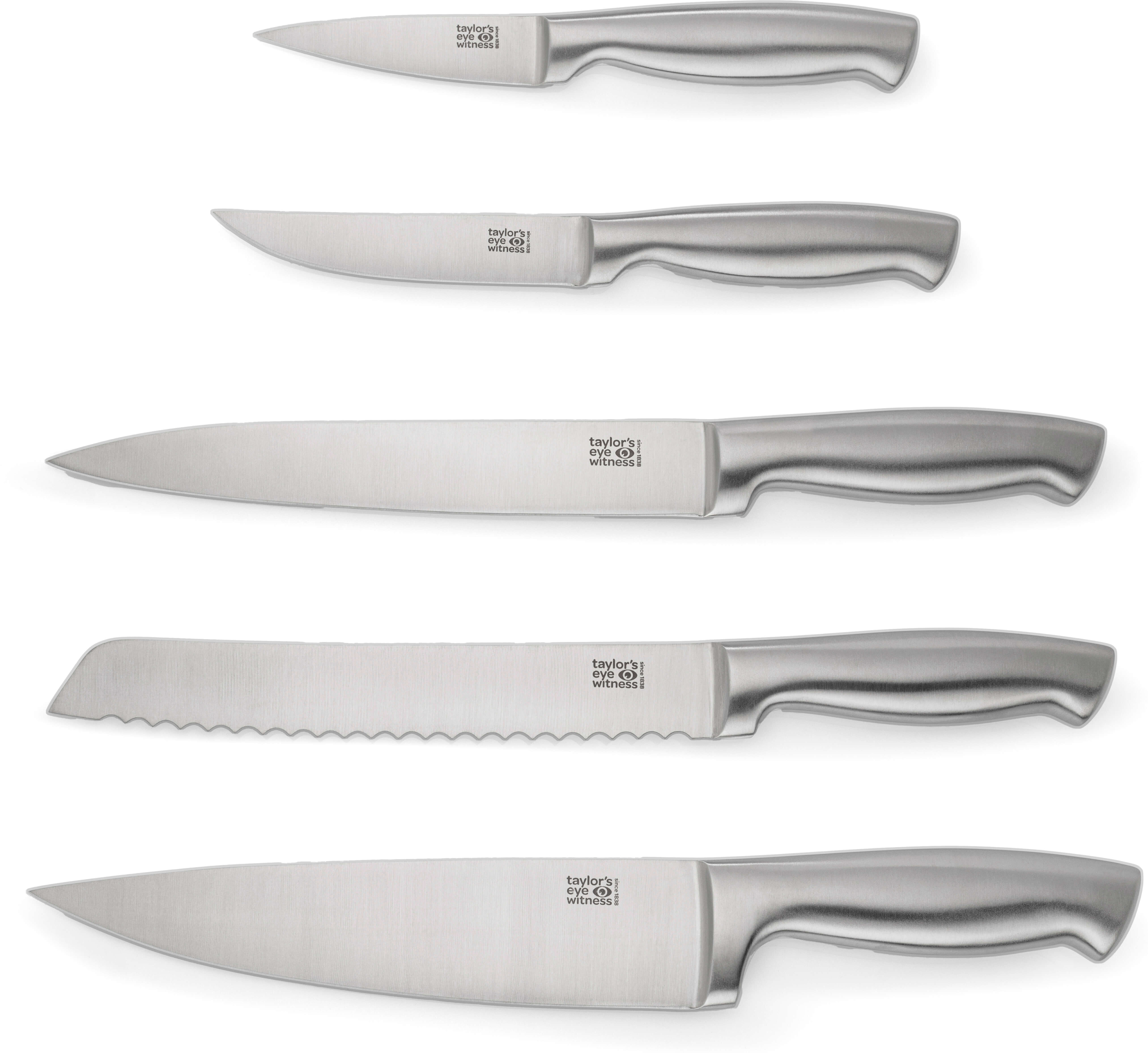 Taylor s Eye Witness Berkeley Stainless Steel 5 Piece Hollow Handle Acacia Wood Knife Block Set