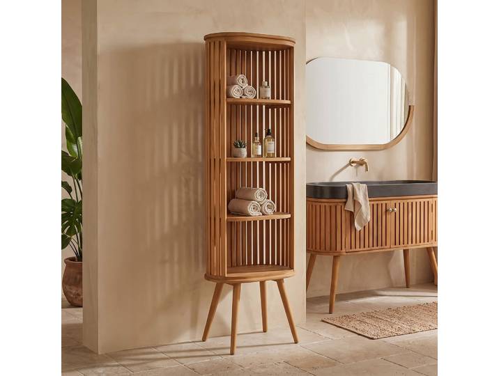 Colonne de salle de bain en teck massif - Keya