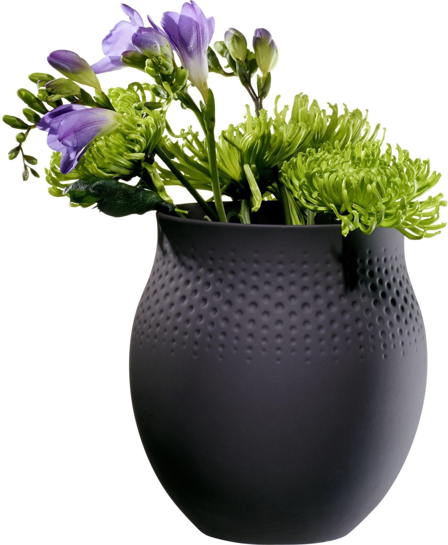 Dekovase VILLEROY & BOCH "Boch Vase Collier Perle", schwarz, Vasen, Dekovase schwarz Einheitsgröße