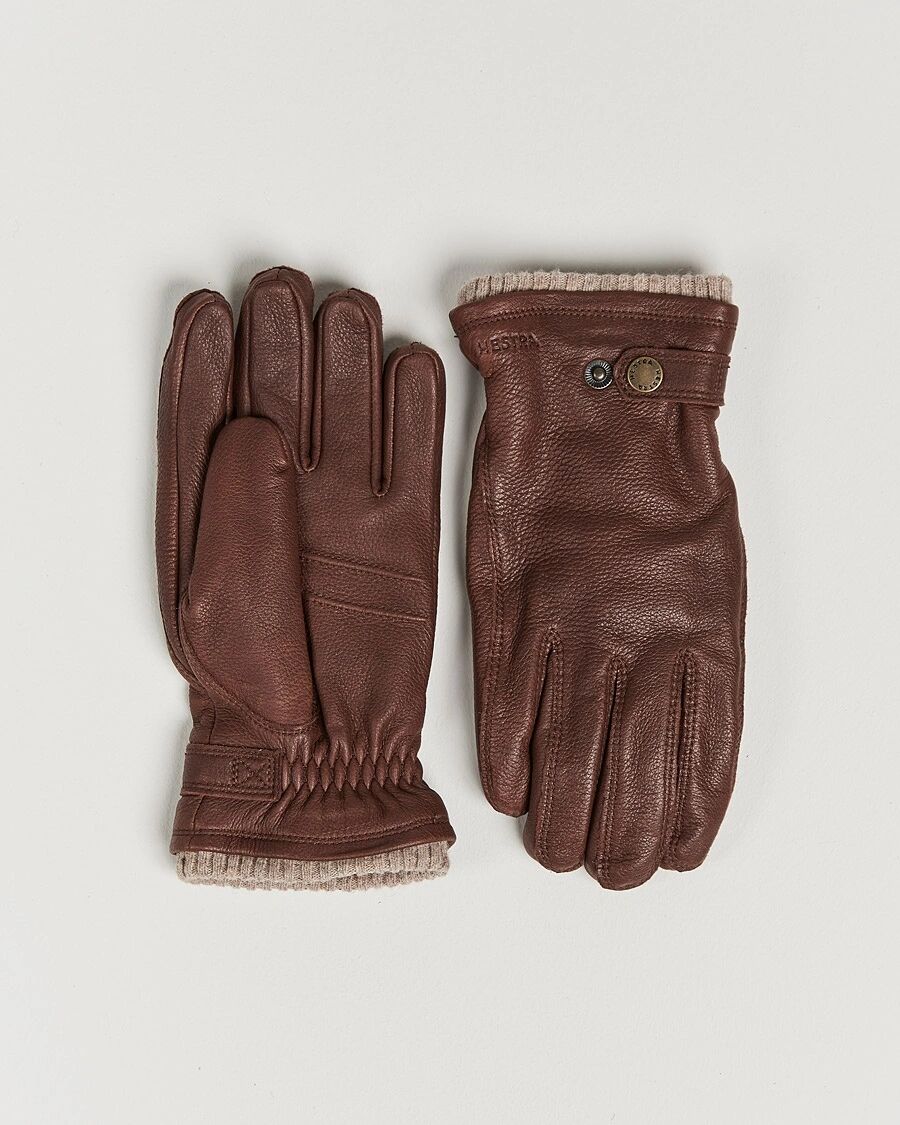 Hestra Utsjö Fleece Lined Buckle Elkskin Glove Chestnut