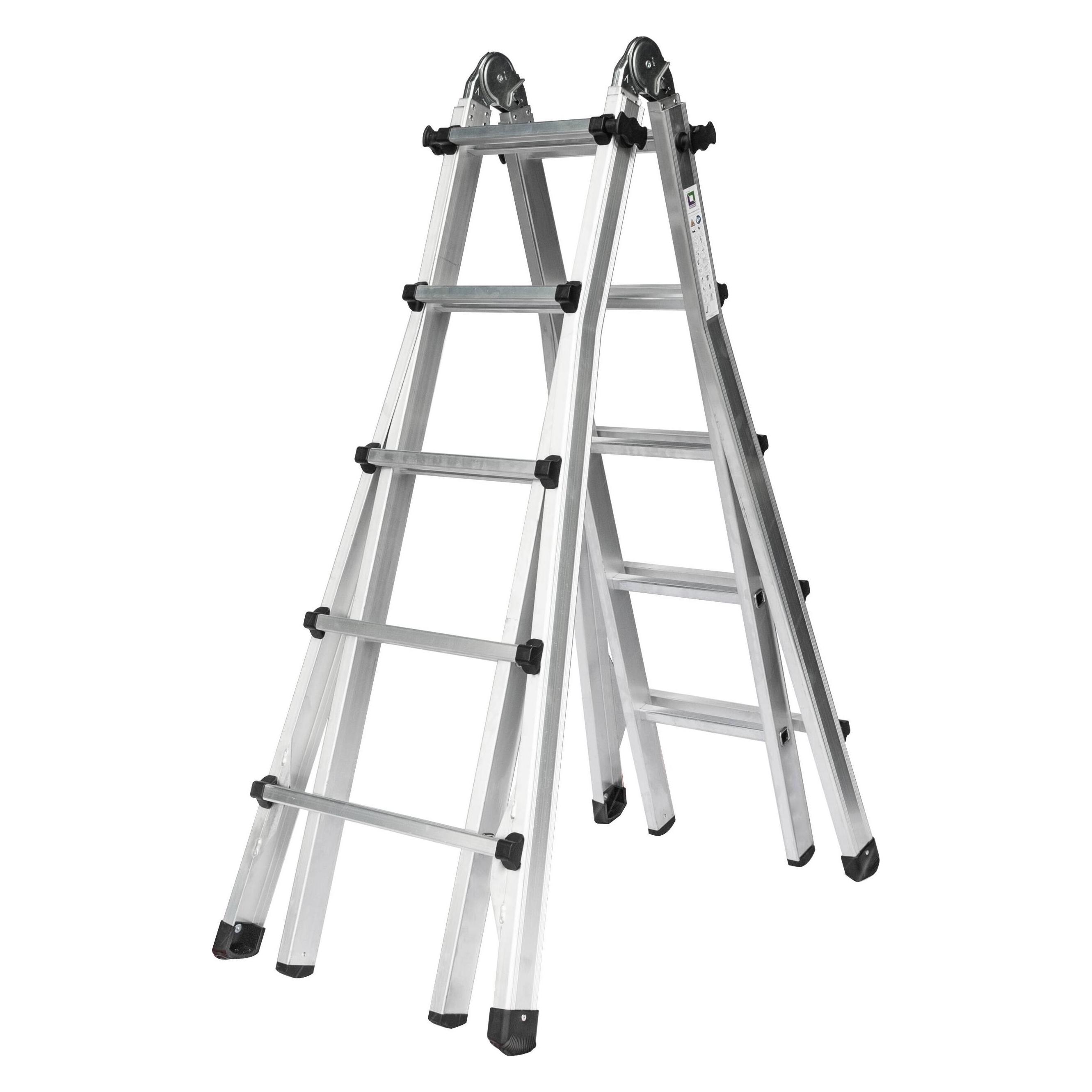 Munk Teleskopleiter 4-teilig ohne Traverse 4x5 Sprossen (Anlegeleiter, Stehleiter, Teleskopleiter, 530 cm) (032017)