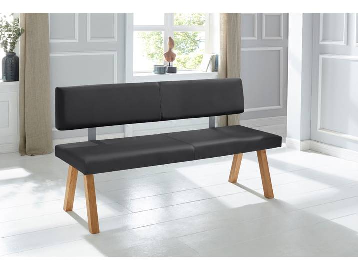 Bank GOODPRODUCT Mobilar Rio , schwarz, B:140cm H:89cm T:53cm, Sitzbänke, Bank, mit Rückenlehne und aus Massivholz