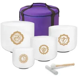 keepdrum Klangschalen-Set OM Gold 4-Chakren Set mit Zubehör (Klangschale), Perkussion, Gold