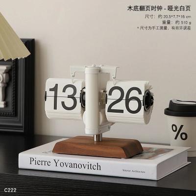 Uplift Picks Retro Mechanical Automatic Flip Desk Clock Battery Powered Table Clock b