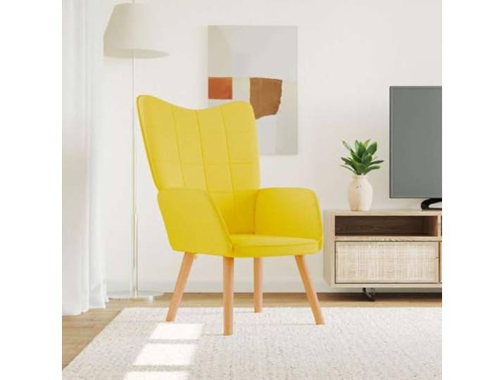 Relaxsessel, senfgelb, Stoff mit Stahlrahmen und Holzfüßen Gepolsterter Schaumstoff, weiche Haptik, schickes Design, Verwendung im Wohnzimmer, vermeidet Wärmequellen