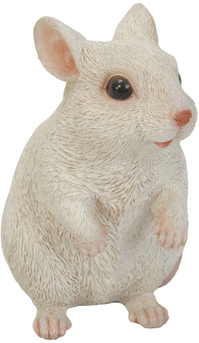 HotAnt Tuinbeeld Kleine muis - Wit - Polystone - Tuindecoratie voor buiten