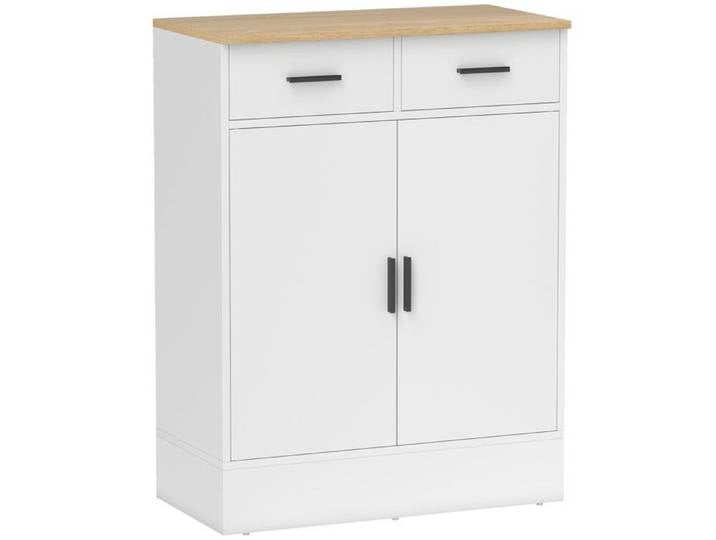 Buffet 2 portes LOURES blanc et aspect bois clair